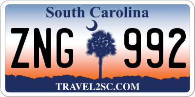 SC license plate ZNG992