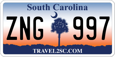 SC license plate ZNG997