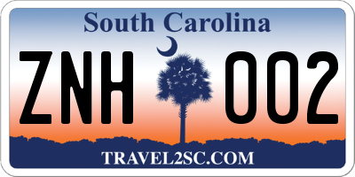SC license plate ZNH002