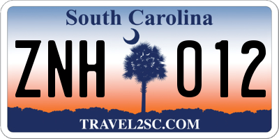 SC license plate ZNH012