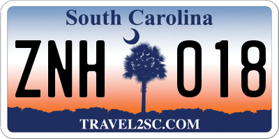 SC license plate ZNH018