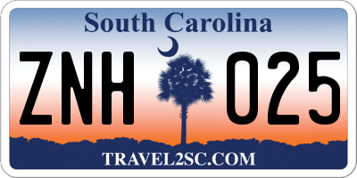 SC license plate ZNH025
