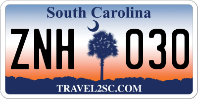 SC license plate ZNH030