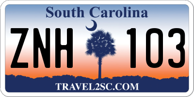 SC license plate ZNH103