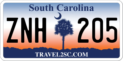 SC license plate ZNH205