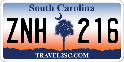 SC license plate ZNH216