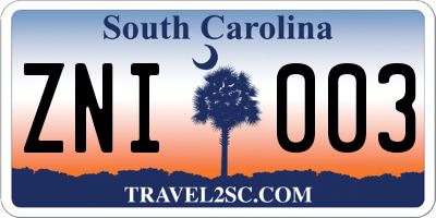SC license plate ZNI003