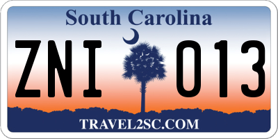 SC license plate ZNI013