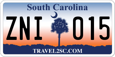 SC license plate ZNI015