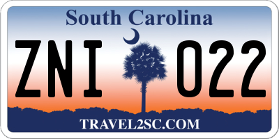 SC license plate ZNI022