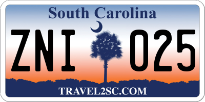 SC license plate ZNI025