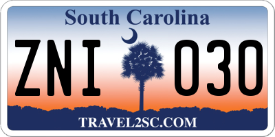 SC license plate ZNI030