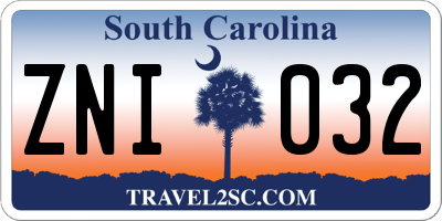 SC license plate ZNI032