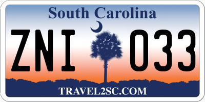 SC license plate ZNI033