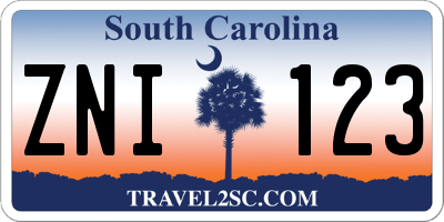 SC license plate ZNI123