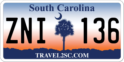 SC license plate ZNI136