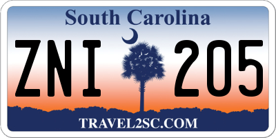 SC license plate ZNI205