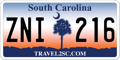 SC license plate ZNI216