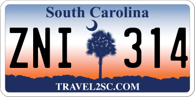 SC license plate ZNI314
