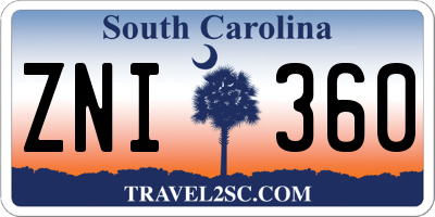 SC license plate ZNI360