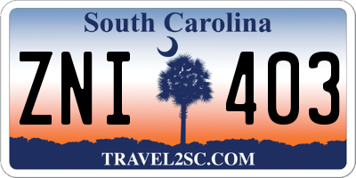 SC license plate ZNI403