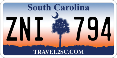 SC license plate ZNI794