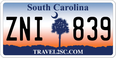SC license plate ZNI839