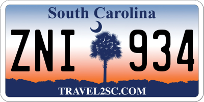 SC license plate ZNI934