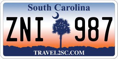 SC license plate ZNI987