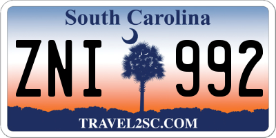 SC license plate ZNI992