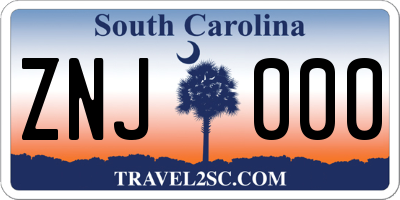 SC license plate ZNJ000