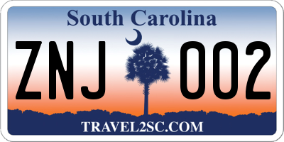 SC license plate ZNJ002