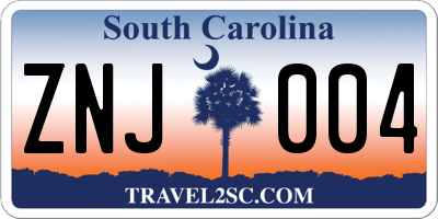 SC license plate ZNJ004