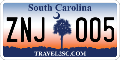SC license plate ZNJ005
