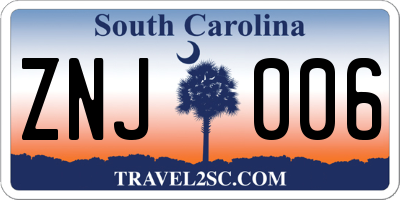 SC license plate ZNJ006