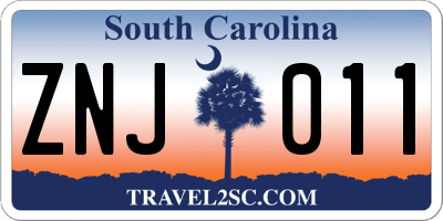 SC license plate ZNJ011