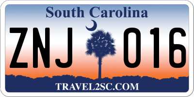 SC license plate ZNJ016