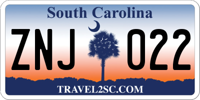 SC license plate ZNJ022