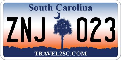 SC license plate ZNJ023