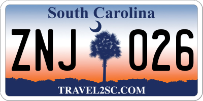 SC license plate ZNJ026