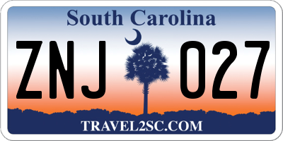 SC license plate ZNJ027