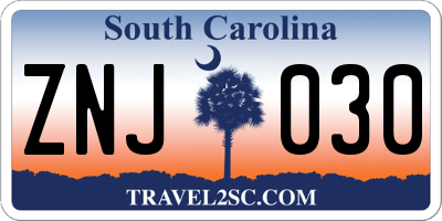 SC license plate ZNJ030
