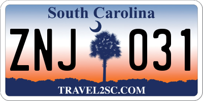 SC license plate ZNJ031