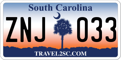 SC license plate ZNJ033
