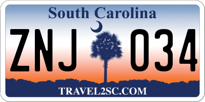 SC license plate ZNJ034