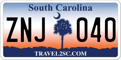 SC license plate ZNJ040
