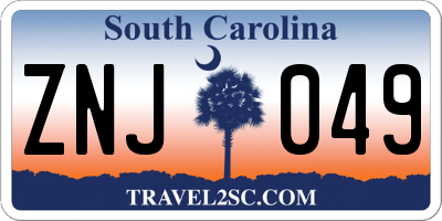 SC license plate ZNJ049