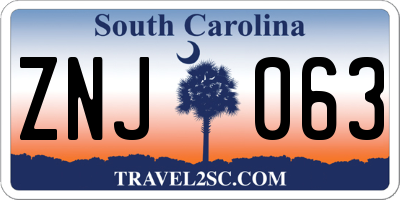SC license plate ZNJ063