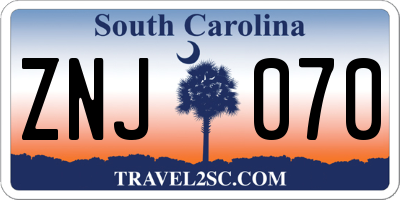 SC license plate ZNJ070