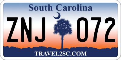 SC license plate ZNJ072
